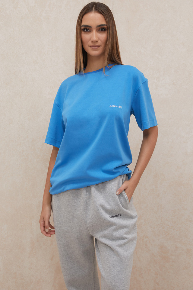 'Quinn' Blue Oversized Cotton Jersey T Shirt
